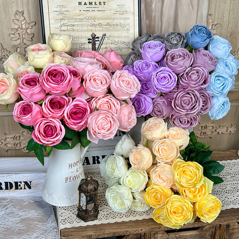 9头皇妃玫瑰假花仿真花束手工花婚庆用花人造花婚礼装饰地排布置