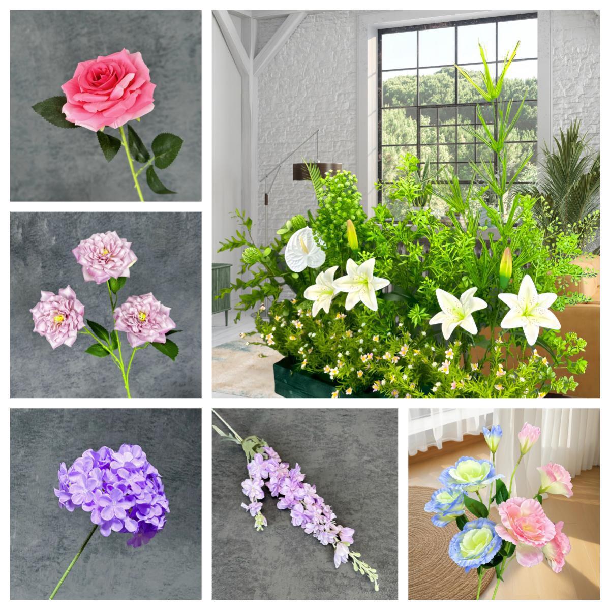 仿真绿色地排花婚礼场景家居布置塑料绿植吊米尤加利假花摆件批发