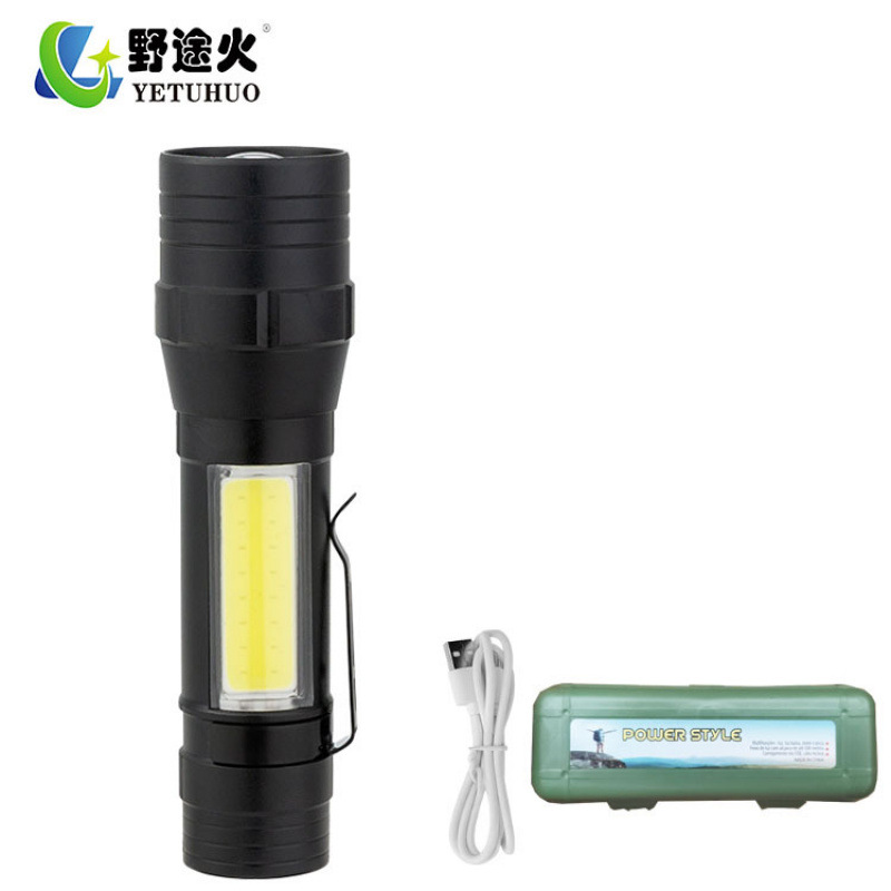 The T6type Led Flashlight Is A Built-In Lithium Battery Charging Hand-Held A100 High-Intensity Outdoor Cob Long-Range Household Flashlight Item Picture
