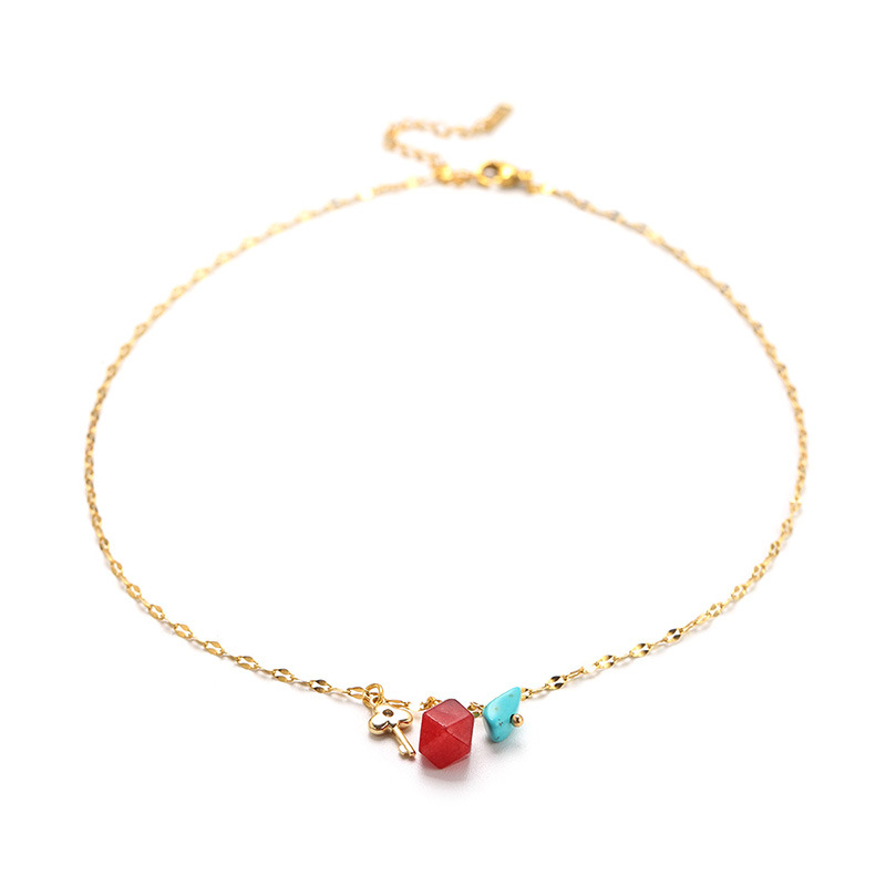 Rainbow Candy Dopamine Silver necklace, women's light luxury niche colorful beaded summer collarbone chain, French high-end Item Picture