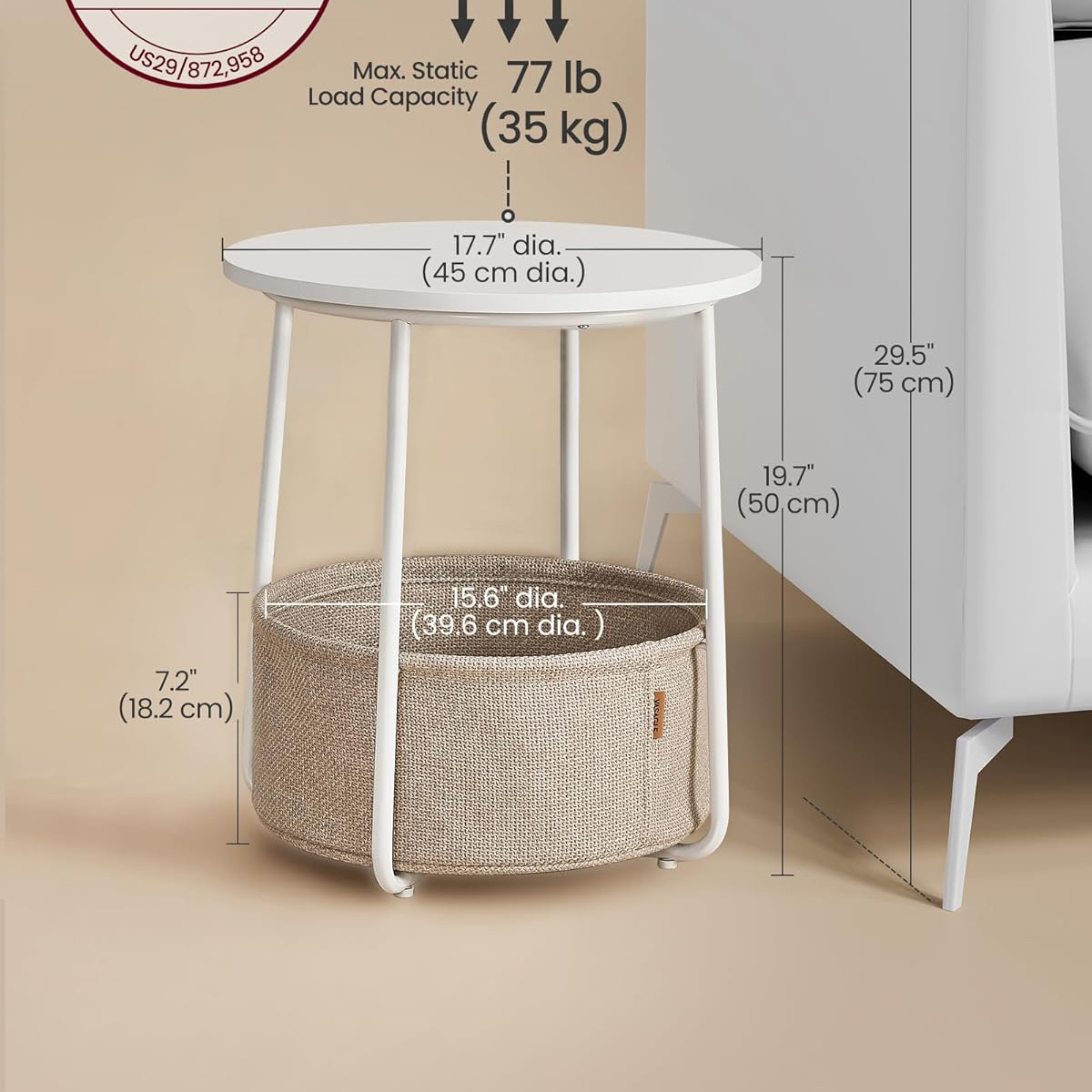 Coffee table, living room, high-end feel, balcony, exquisite small tea table cabinet, living room, modern and simple, small apartment, round, light luxury side table Specification image