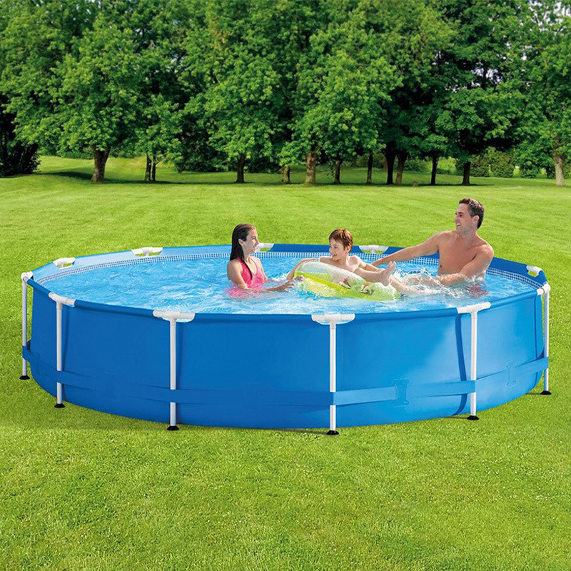 家用儿童游泳池小型组装移动支架帆布水池户外加厚防滑便携泳池产品图