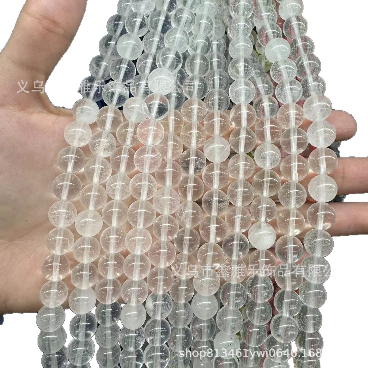 Factory direct sales of imitation white ghost round beads, white watermelon loose beads, glass loose beads, diy accessories, glass beads semi-finished products Item Picture