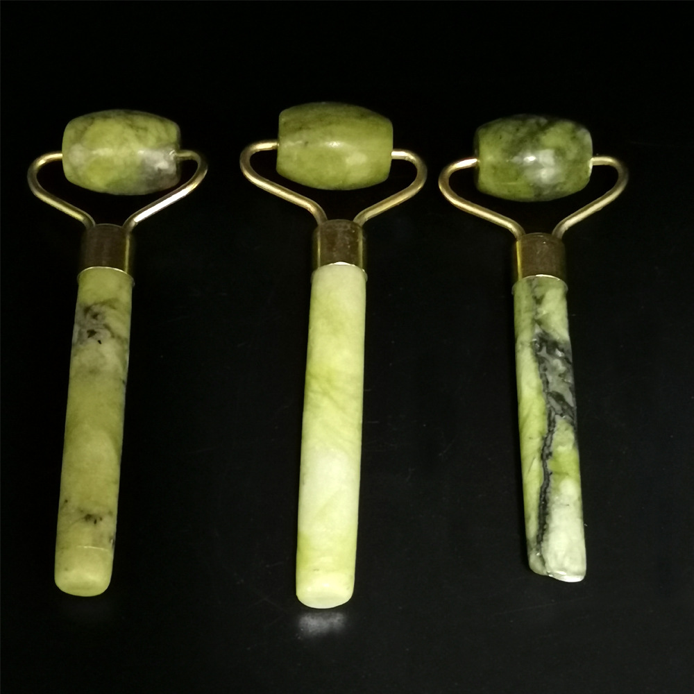 天然玉石美容器单小头绿凤玉滚轮面部脸部按摩美工具岫岩玉厂家