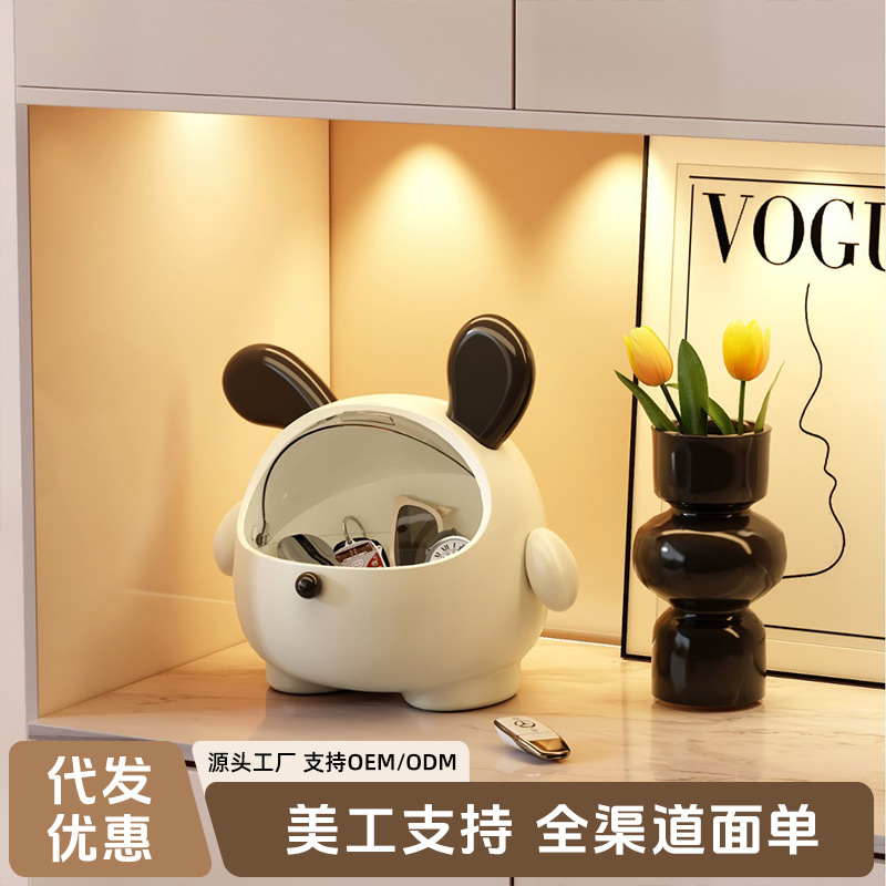 入户玄关收纳盒门口钥匙摆件置物架翻盖透明桌面台面杂物储物收纳