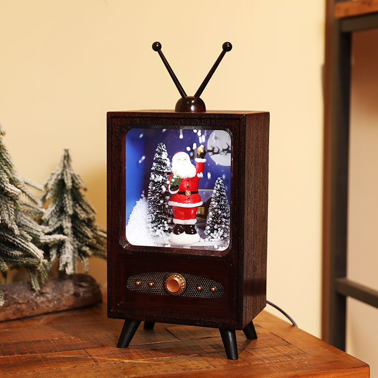 New Christmas decorations, mini retro TV sets, snowflakes, music, lighting, venue sets, props, cross-border exclusive supply
