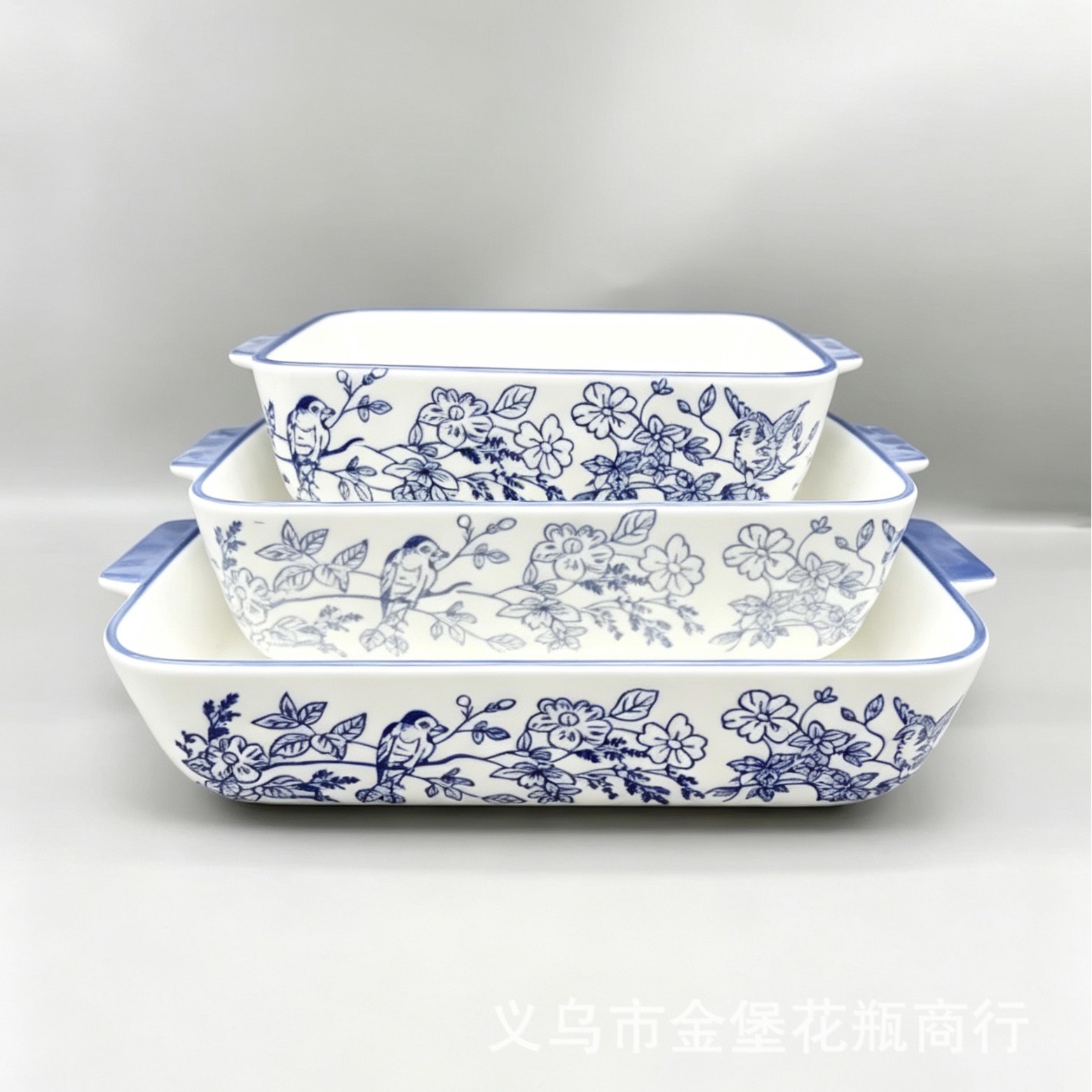 Hand-painted small floral oval-shaped ceramic baking tray, double-ear insulated cheese tray, commercial porcelain for baking in the catering industry