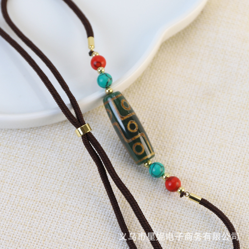 Red beads, black rope bracelet, cultural and artistic Bodhi incense beads, crystal bracelet, national trend Specification image