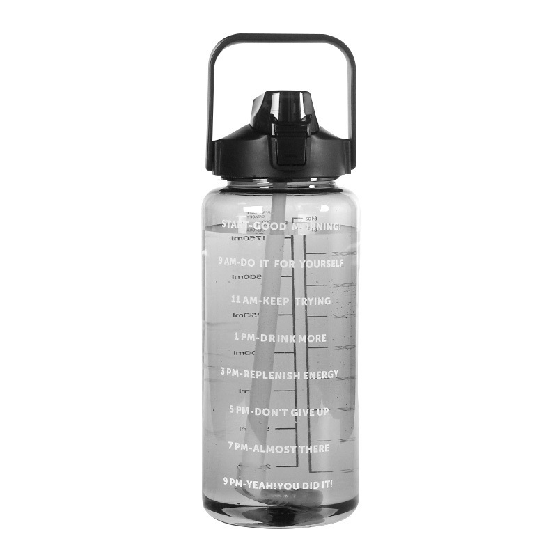 2000ml large-capacity plastic water bottle for sports, gym large-bellied cup, straw, space cup, water bottle, tonton cup Item Picture