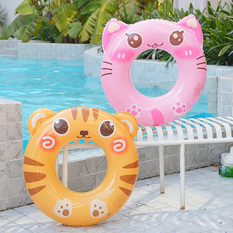 New thickened outdoor water inflatable toys for children's swimming rings in stock, popular life buoys with cartoon underarm designs for wholesale