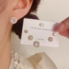 Wholesale of rare and fashionable design full-diamond round three-piece set ear studs, exquisite and versatile, super shiny silver needle earrings details Picture