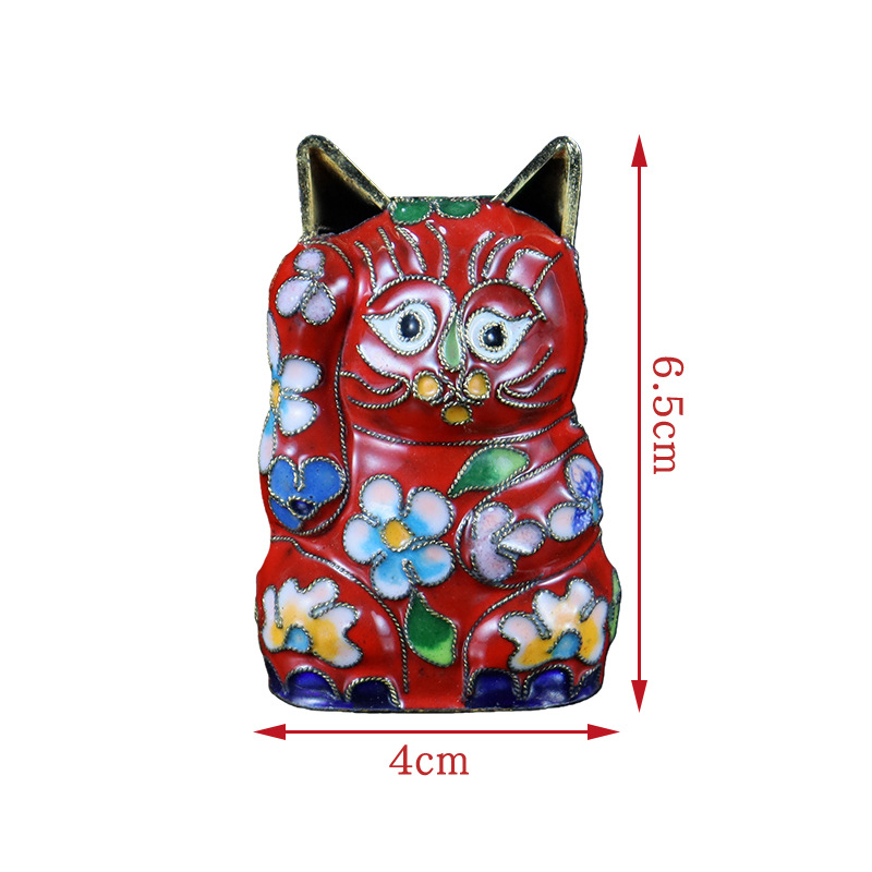 Beijing Cloisonne vintage cultural collectibles, small decorative items, copper body, cloisonne enamel filigree, silver blue small money cat Item Picture