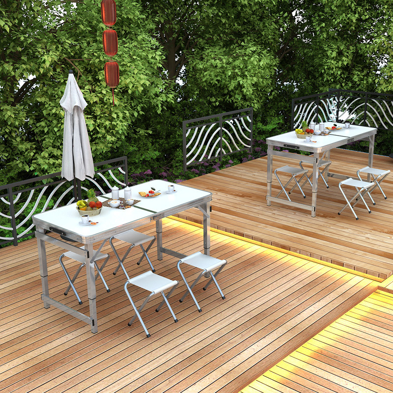 Aluminum alloy folding tables, outdoor night market stalls, portable folding tables, simple small tables, folding dining tables and chairs details Picture