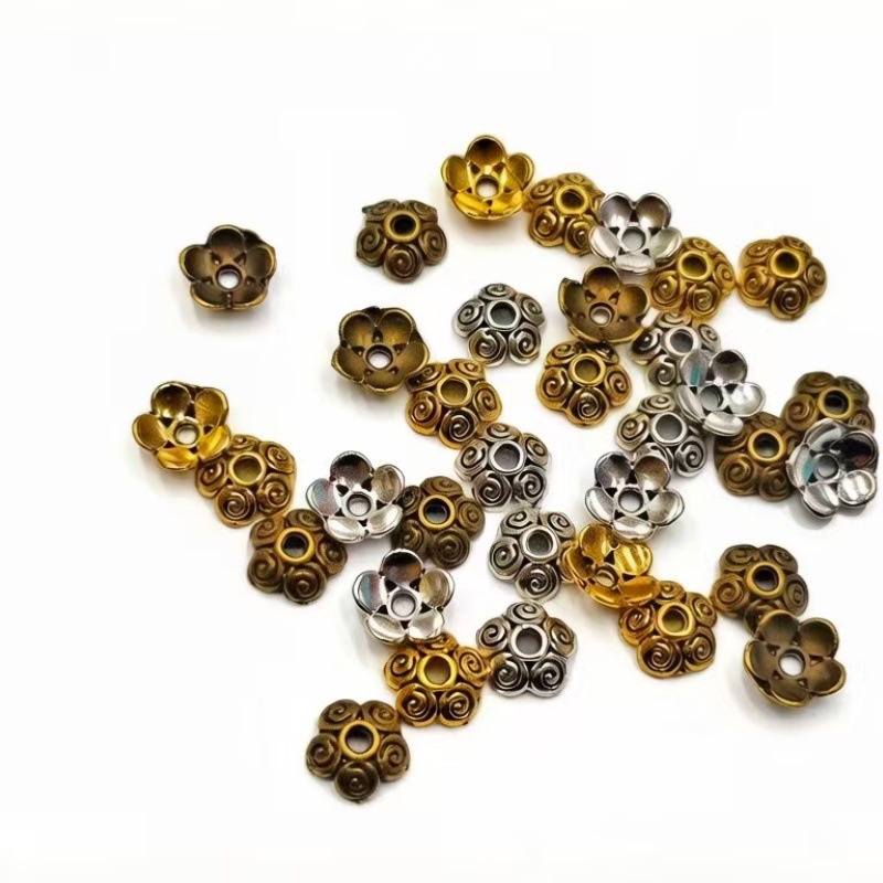 diy jewelry accessories: Zinc alloy retro beaded 10m flower stand, handcrafted bracelet, necklace spacer, universal stand Item Picture