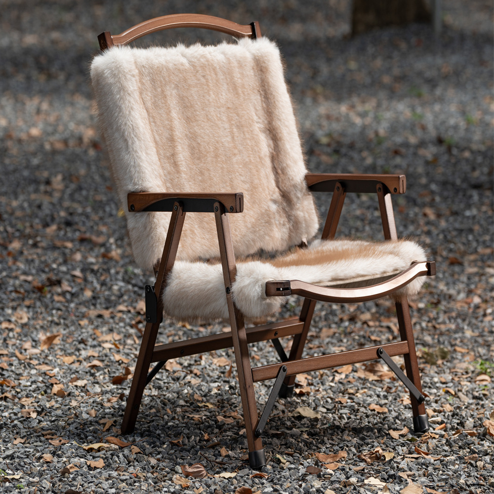 YEZHULIN皮毛榉木折叠椅定制冬季皮毛折叠椅新款庭院阳台休闲椅