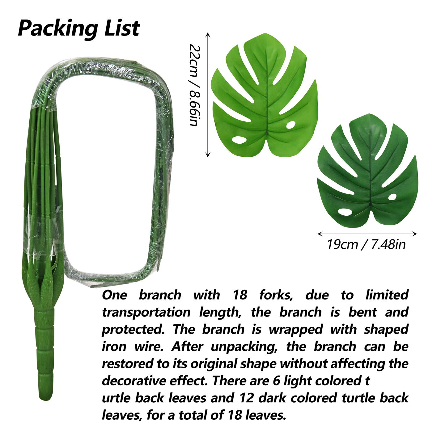 Artificial green plants, large turtle-back bamboo, artificial plants, cross-border consignment and labeling, large floor-standing artificial trees for outdoor garden decoration Specification image