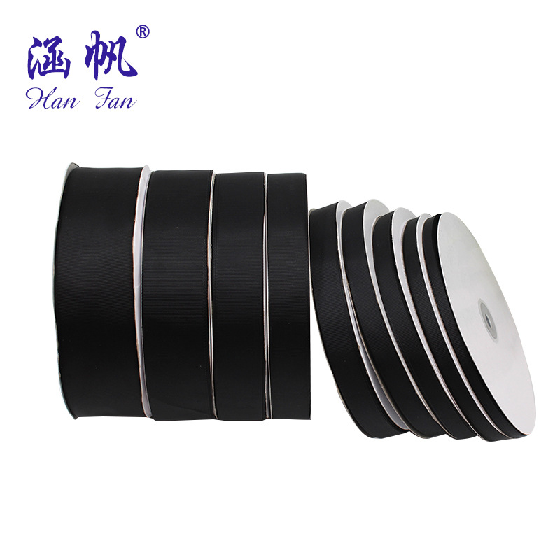 Factory direct sales of 0.3-6cm black ribbed tape, threaded tape, black plain weave tape and polyester bags Item Picture