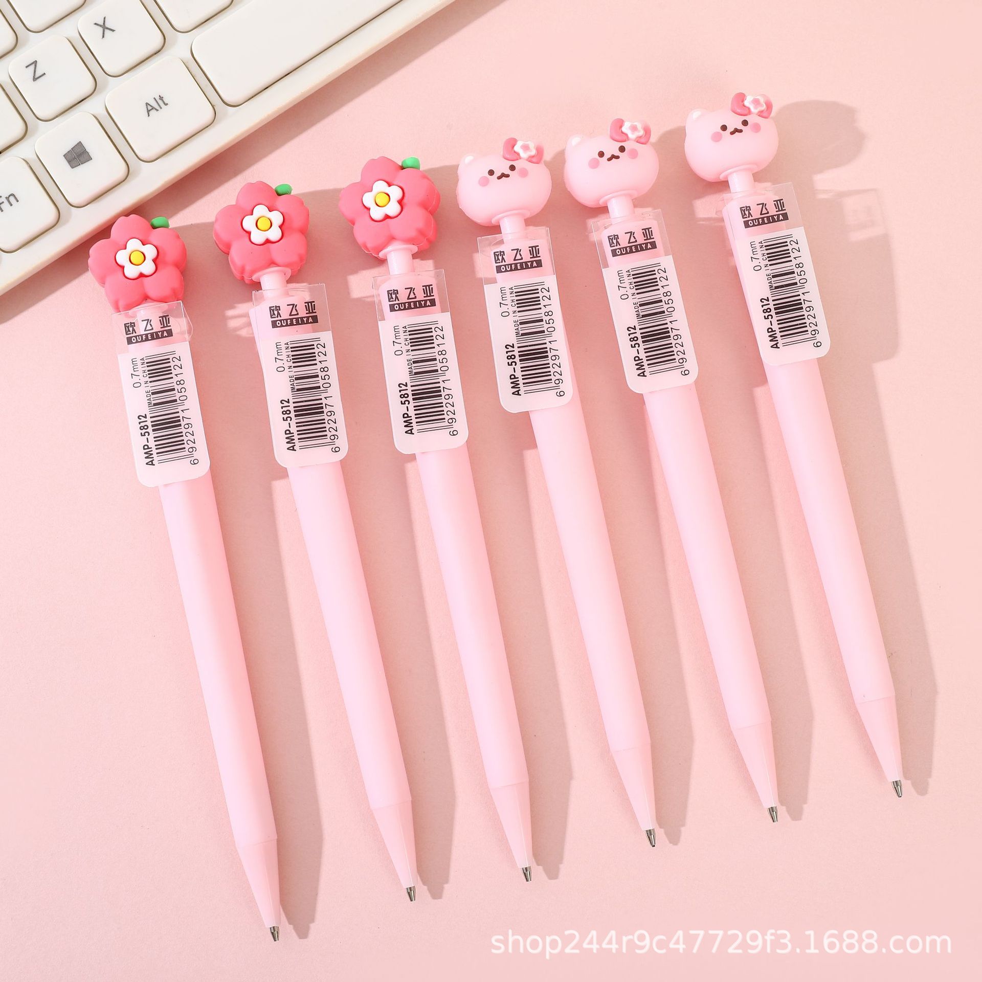Oufeiya pink cartoon-shaped mechanical pencil set, mechanical pencil, school season stationery, electronic acupuncture pen details Picture