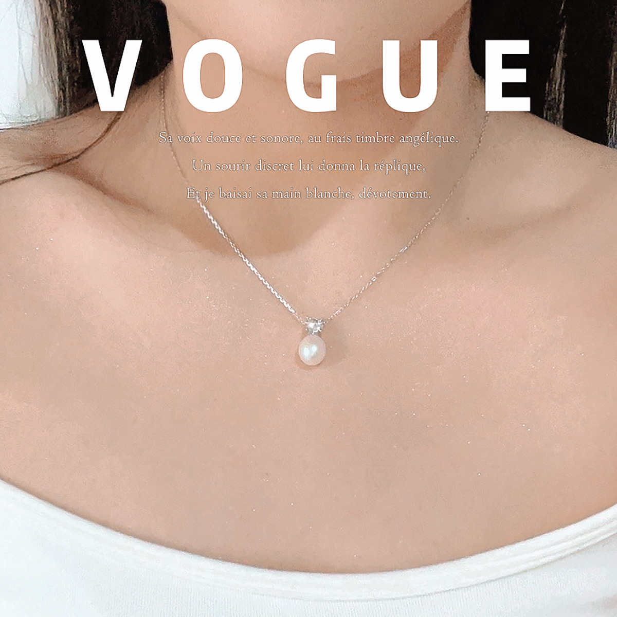 925纯银项链水滴单颗淡水珍珠锆石吊坠锁骨链气质温柔高级感颈链