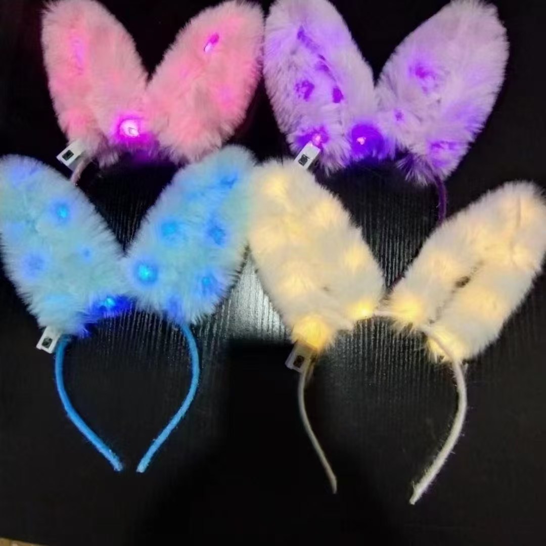 New 14-lamp Furry Rabbit Ear headband, plush rabbit ears · Sparkling Fairy headwear Application Scenario