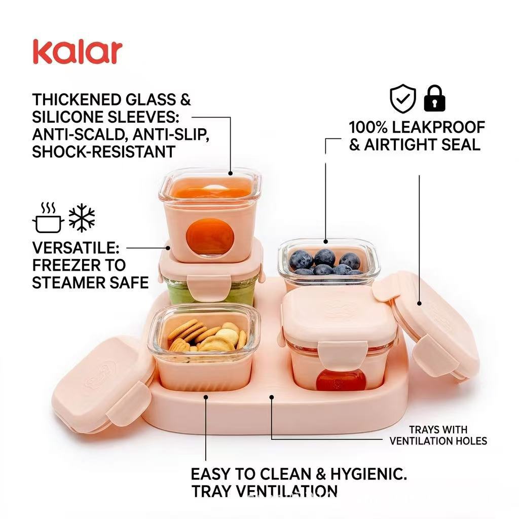 kalar accesorio caja de vidrio bebé portátil herramientas de conservación a prueba de fugas cocinable congelador sellado almacenamiento tazón de bebé Application Scenario