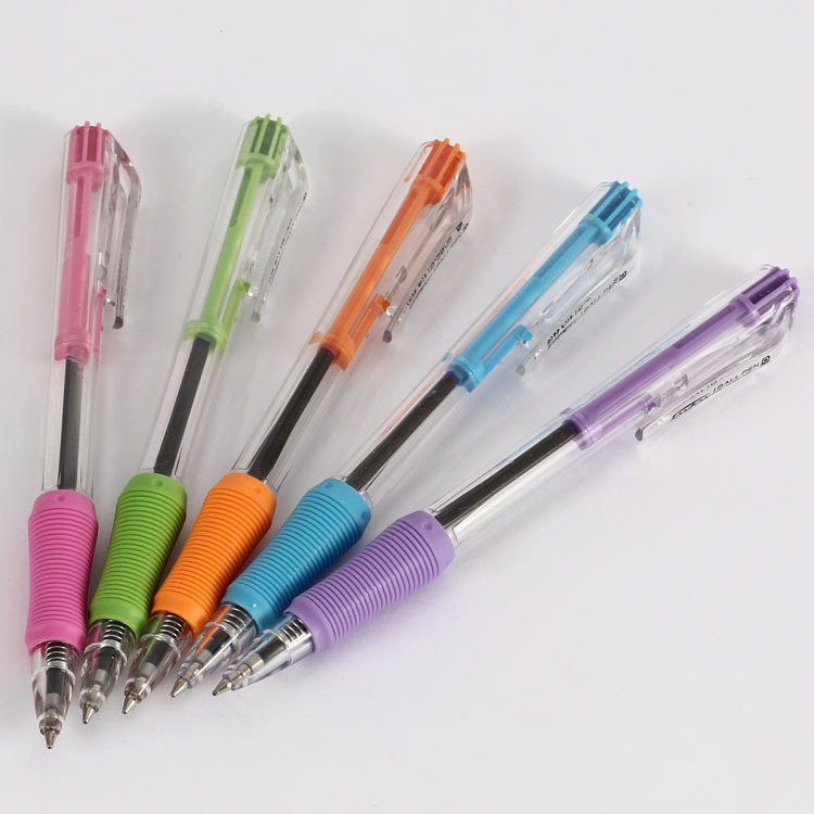 Transparent rod press ballpoint pen simple side-jumping office advertising promotion gift pen 5805 foreign trade ballpoint pen details Picture