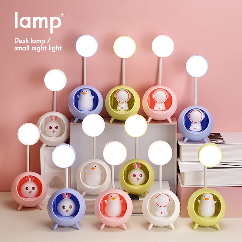 Fuente de luz LED lámpara de mesa pequeña ahorro de energía dibujos animados USB ahorro de energía lámpara de mesa pequeña adorable lámpara de noche pequeña cura details Picture