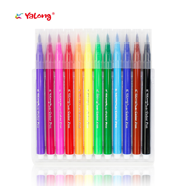 Yalong Cross-border Factory Price 12-color nib watercolor pens, art brushes, children's writing and drawing pens details Picture