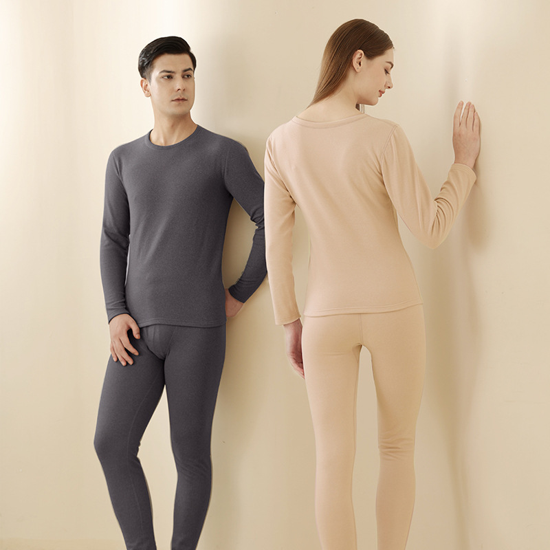 Wholesale of new autumn and winter men's and women's silk and cashmere warm round-neck underwear sets, double-sided fleece thermal jackets and thermal pants from the manufacturer