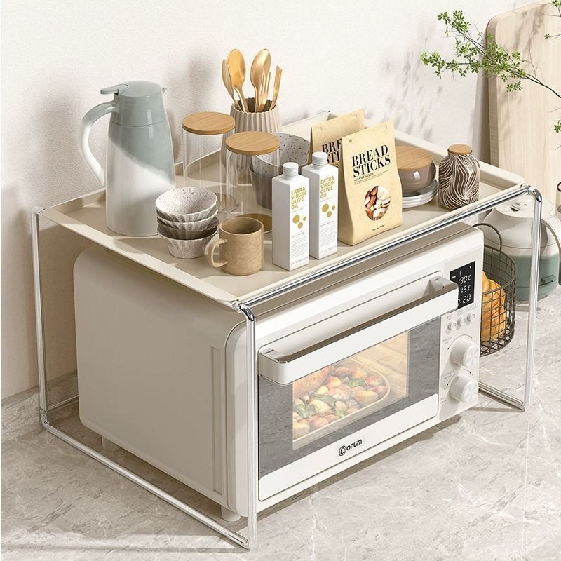 厨房微波炉电烤箱多功能台面收纳置物架家用ins风不锈钢烤箱支架
