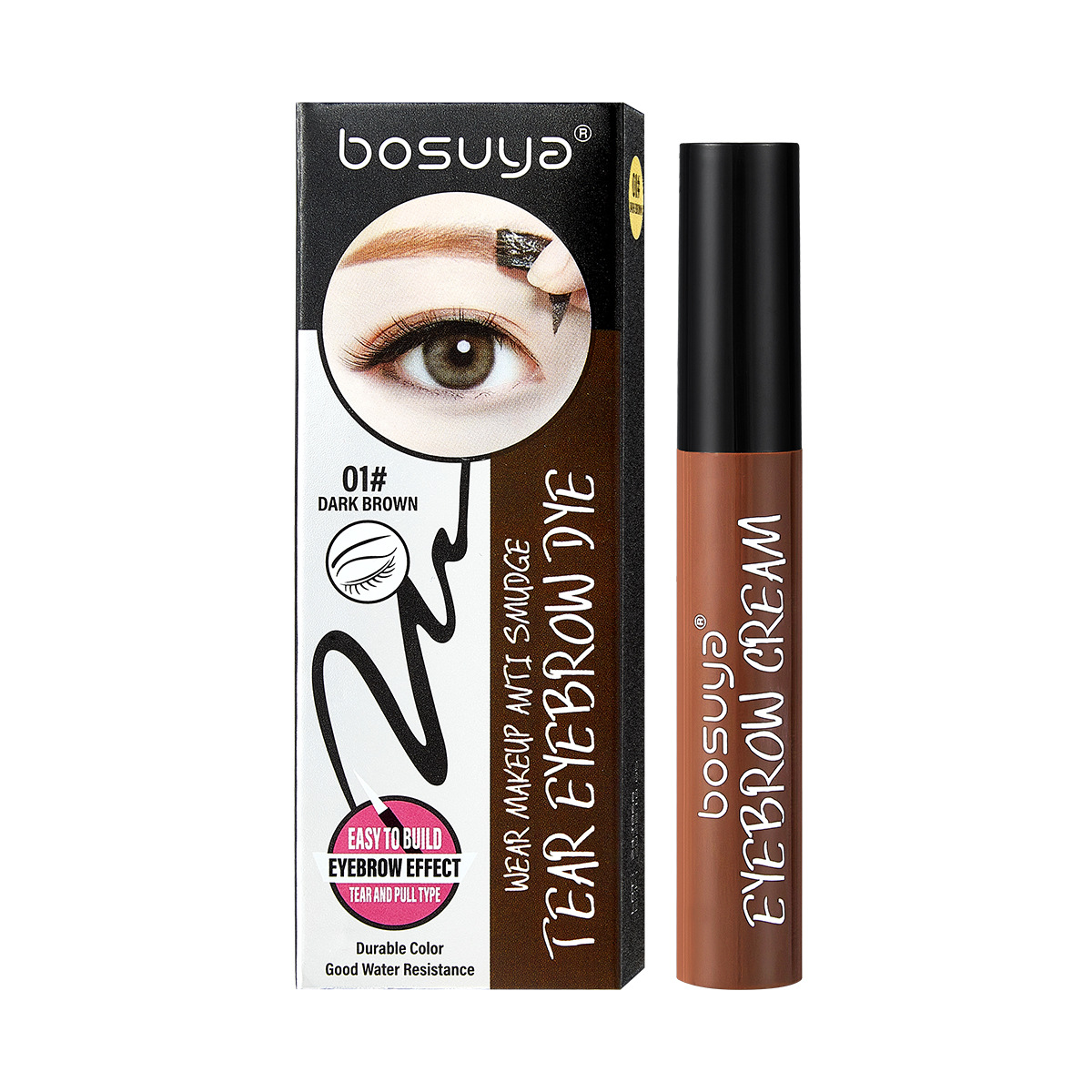 【 Cross-border Exclusive 】 Bosuya Tear Eyebrow Cream Waterproof and Sweat-proof Amazon Bestseller Non-smudging Tear Eyebrow Cream Item Picture