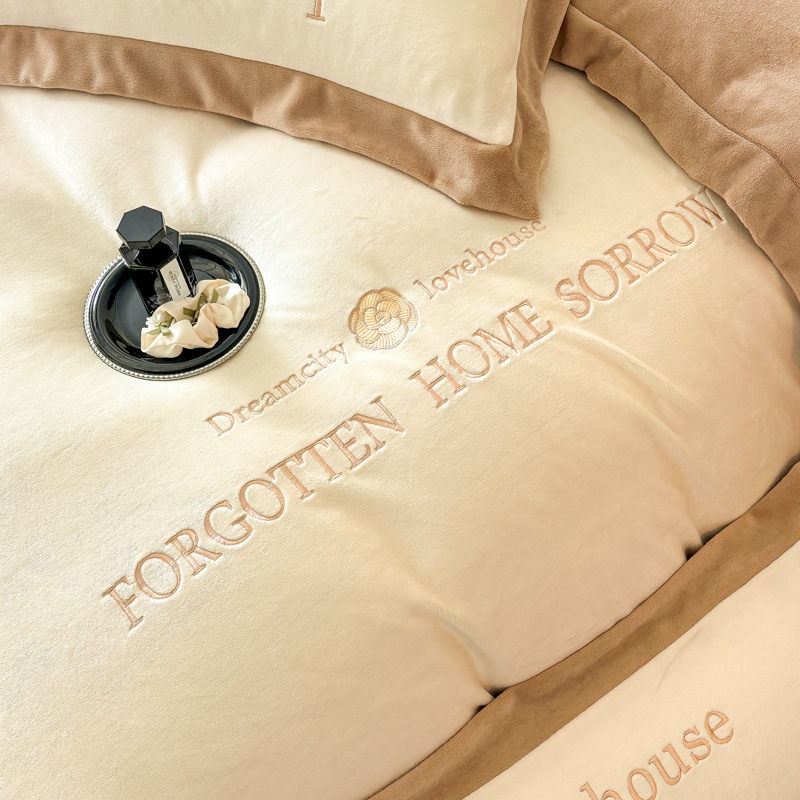 New autumn and winter milk velvet embroidered four-piece set, thickened and warm student dormitory home bed sheets, duvet covers and bedding Application Scenario