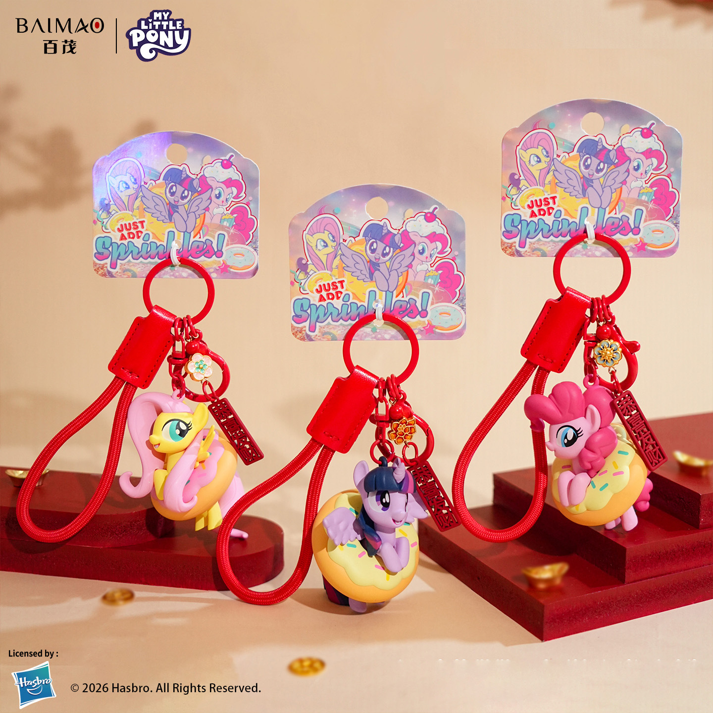 Genuine My Little Pony Donut series keychains, female cartoon collectible figurines, key chains, pendants, Year of the Horse gifts details Picture