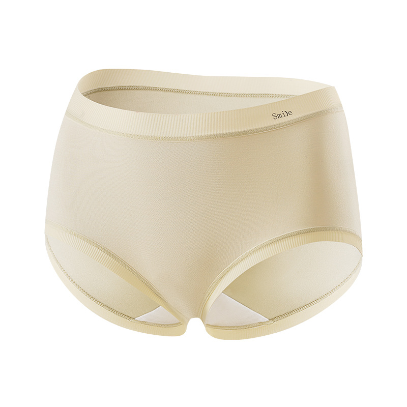 新款内裤女少女提臀莫代尔透气抗菌中腰三角裤大码无痕女士内裤白底实物图