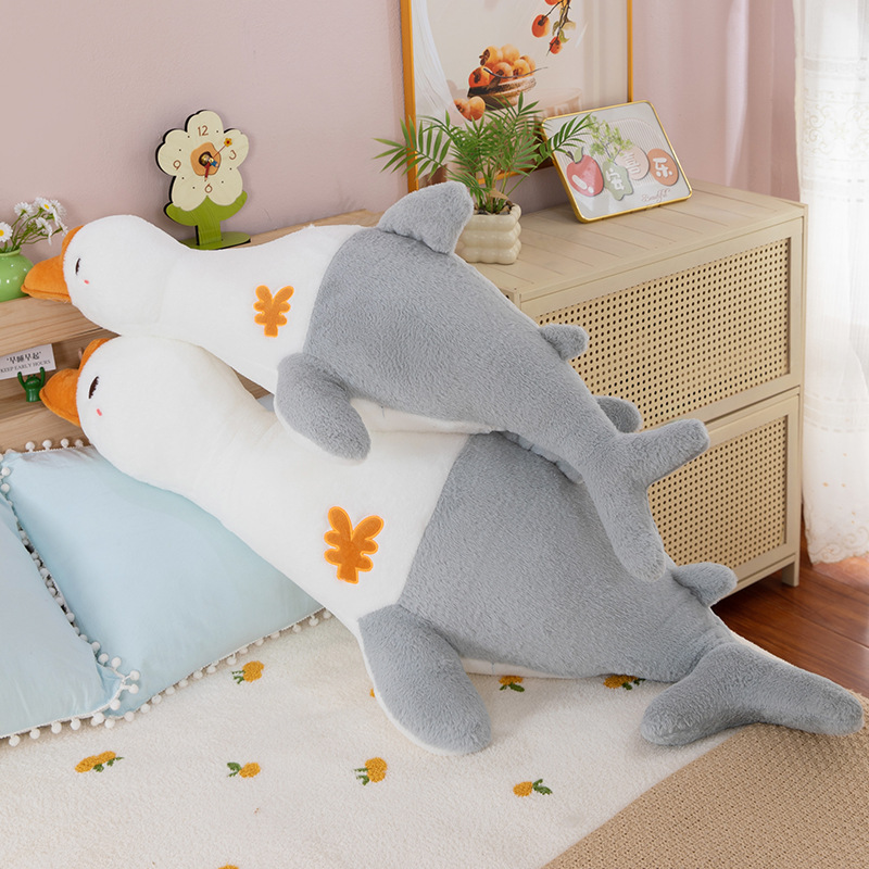 创意鱼鹅抱枕大白鹅毛绒玩具床上超可爱睡觉夹腿搂抱鱼鹅毛绒玩具细节图