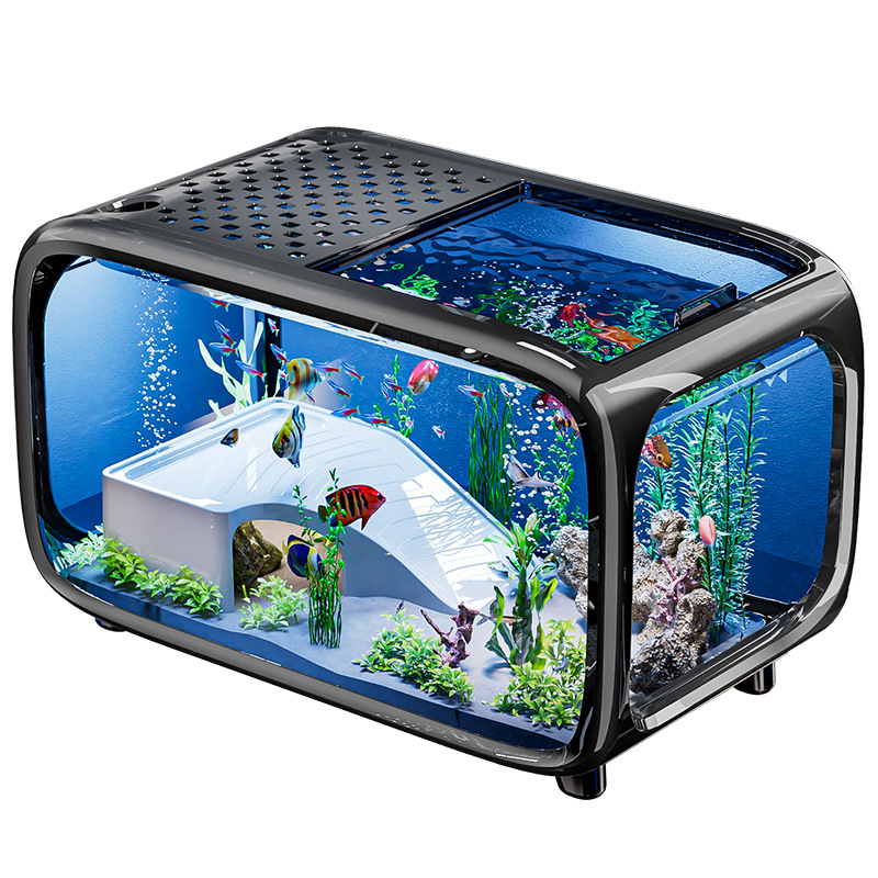 Carefully selected light luxury fish tanks for home use, high-end covered transparent living room landscaping ecological tanks, and plastic aquariums for entrance decoration Item Picture