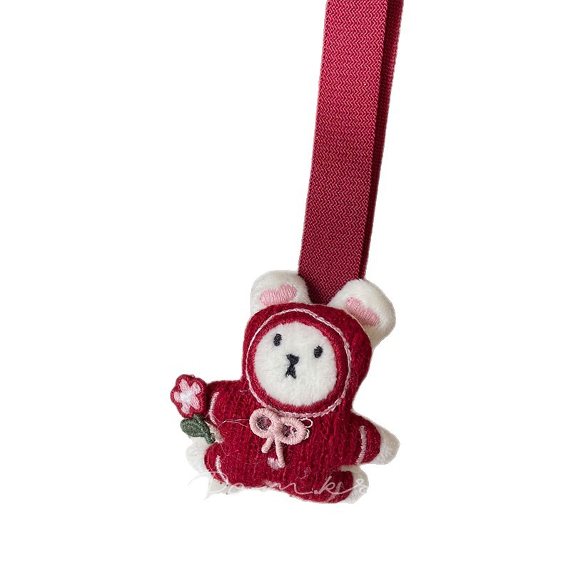 New Korean-style red cartoon fabric children's accessories, hand-held clothing and accessories, New Year bag accessories, women's red festive plush pendants, rabbit bear Daruma Apple-shaped cute New Year decorations, and adorable pendants Item Picture