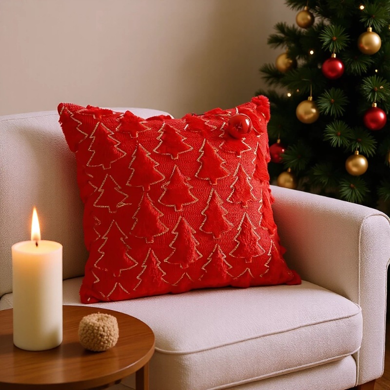 Red Christmas tree patterned wedding throw pillows, hairscarves, sofa cushions, home clothes, wedding decorations