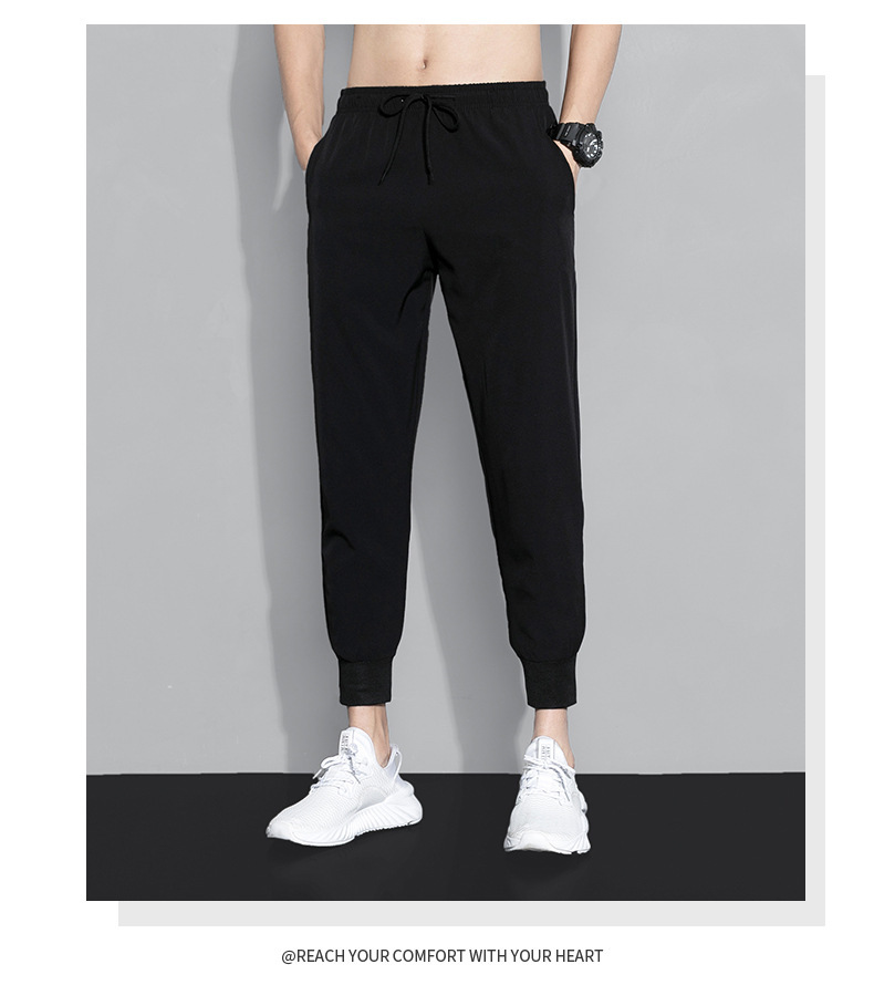 New men's casual pants for spring and autumn, loose straight-leg pure cotton sport pants, trendy sweatpants, student and youth sweatpants Item Picture