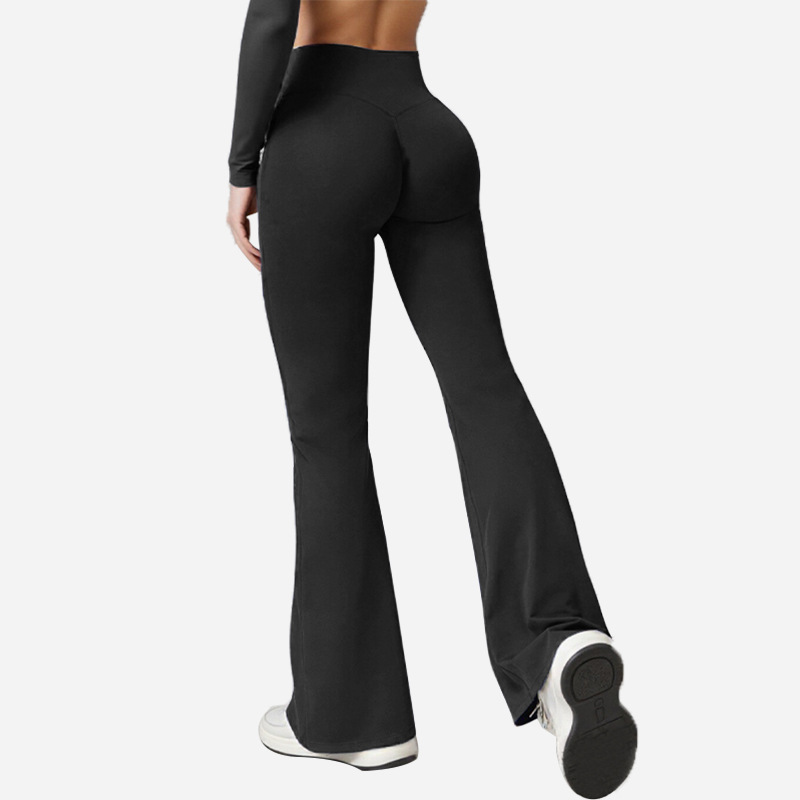 Cross-border yoga flared pants for women, high-waisted, slimming, slightly flared wide-leg pants, peach hip-lifting sports and fitness long pants Specification drawing