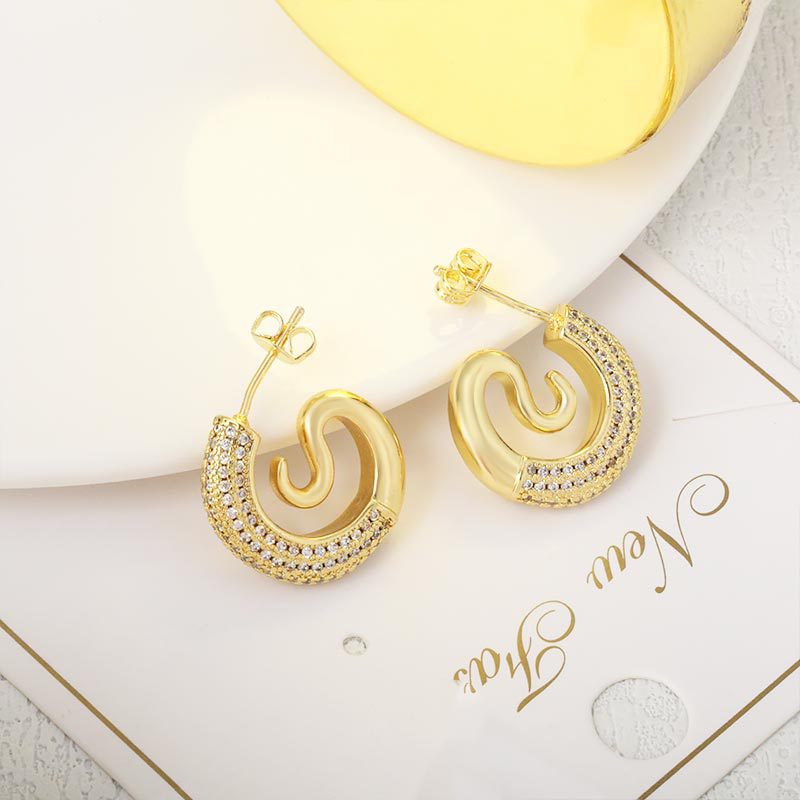 轻奢欧美时尚大气耳环女独特设计感环形耳钉潮流个性百搭几何饰品