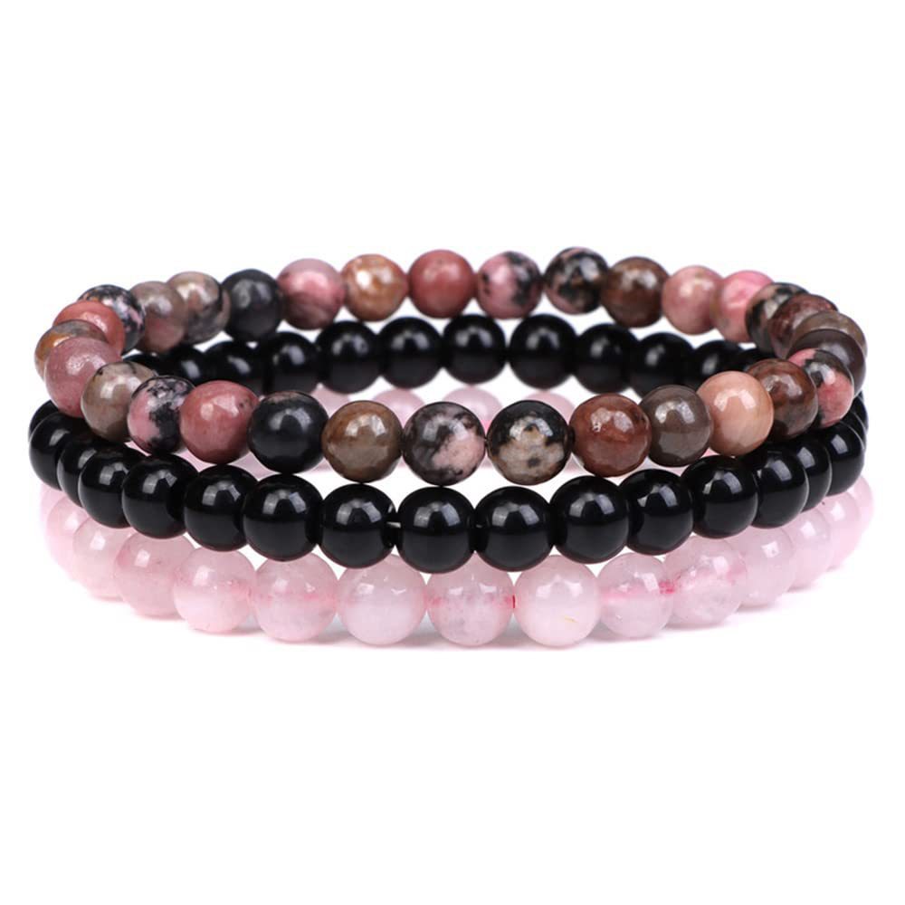 6/8mm natural stone bracelet, rose crystal agate stone combination set, elastic bracelet, popular cross-border accessories from Europe and America Application Scenario