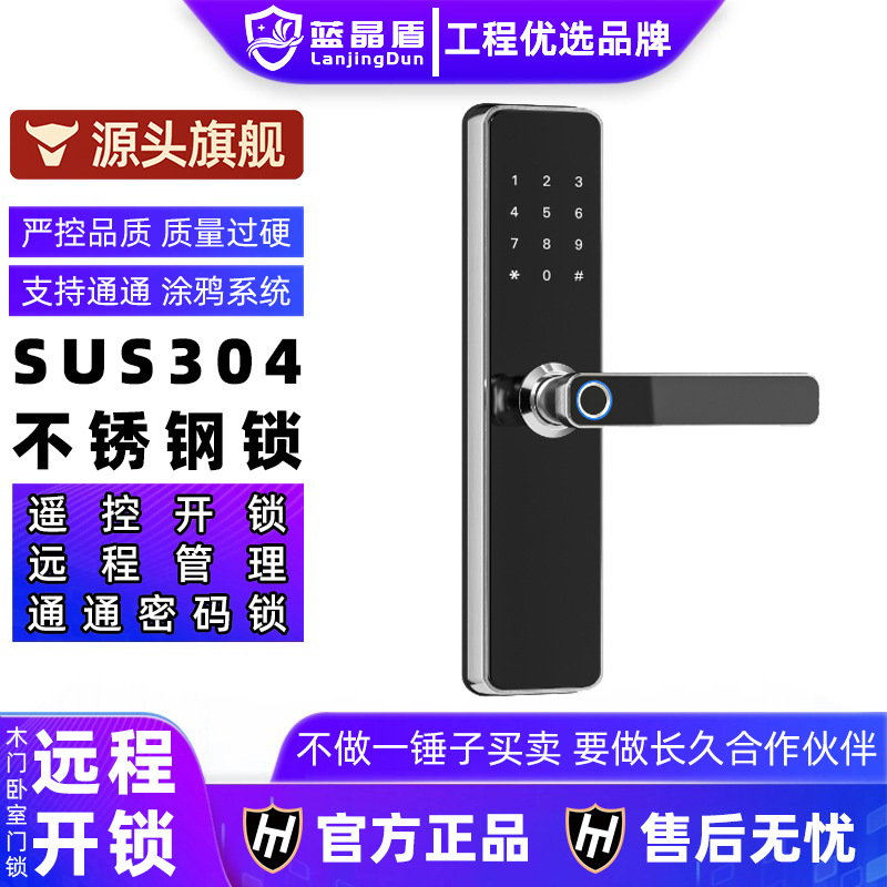 【SUS304 stainless Steel 】 Cross-border exclusive fingerprint lock, Graffiti smart multi-language all-in-one wooden door combination lock