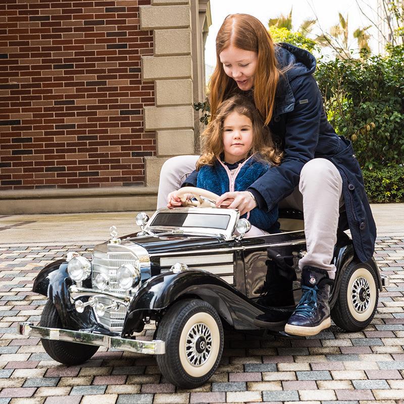 双人儿童电动车四轮童车宝宝遥控汽车小孩老爷车玩具车可坐人奔驰