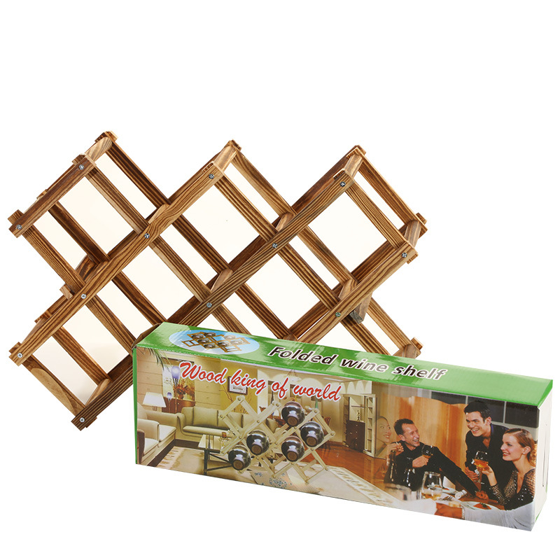 家用新款可折叠布置红酒架创意桌面摆件木质酒瓶置物收纳架子批发