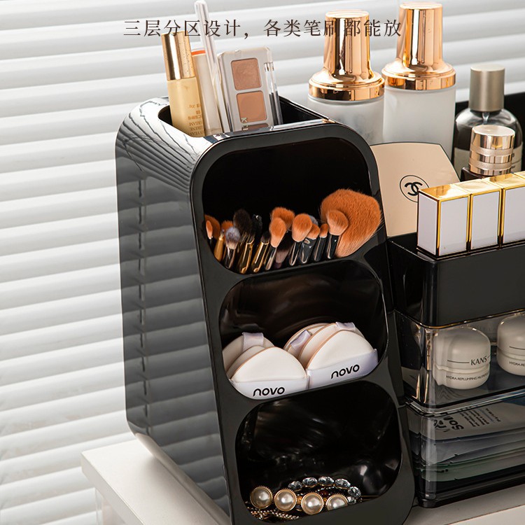 Cosmetics storage box, desktop with a high-end feel, dressing table, lipstick and eyebrow pencil organization box, large-capacity skin care product rack Application Scenario