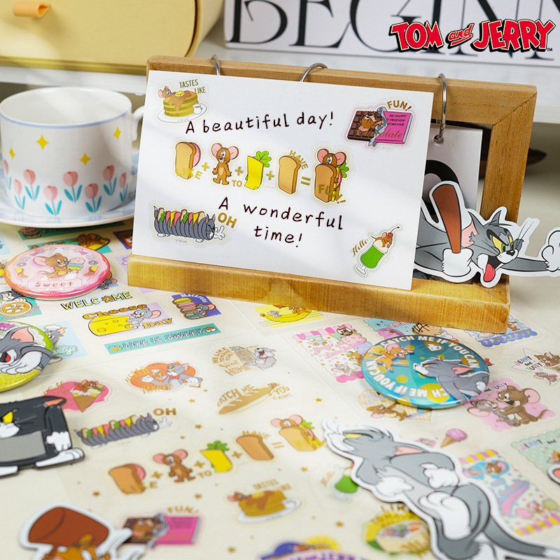 正版猫和老鼠卡通涂鸦PET贴纸跨境装饰笔记本手机壳水杯贴画批发细节图