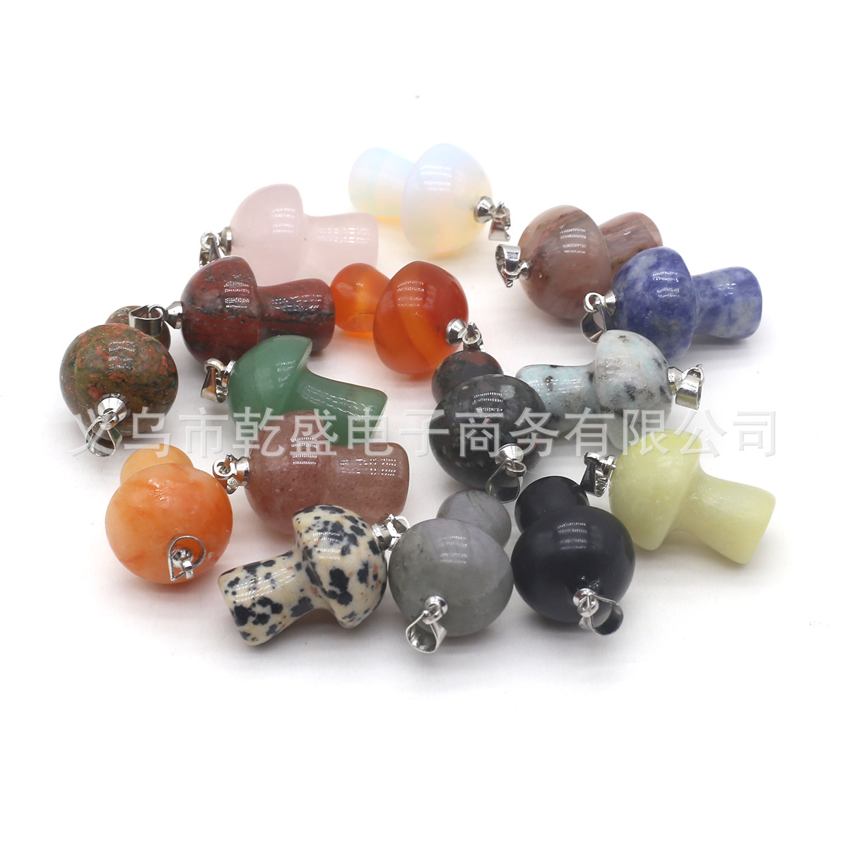 Cross-border best-selling natural stone mini mushroom pendants, simple hanging pieces, unisex DIY jewelry accessories wholesale Item Picture