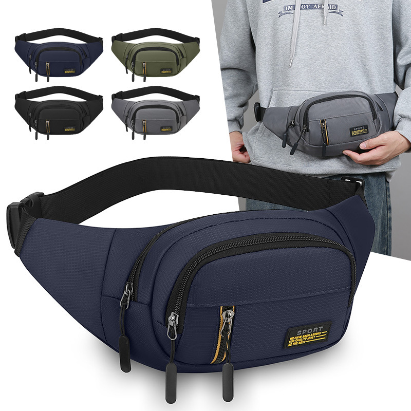 跨境休闲户外运动腰包多功能通勤胸包便捷时尚防水尼龙男士斜挎包