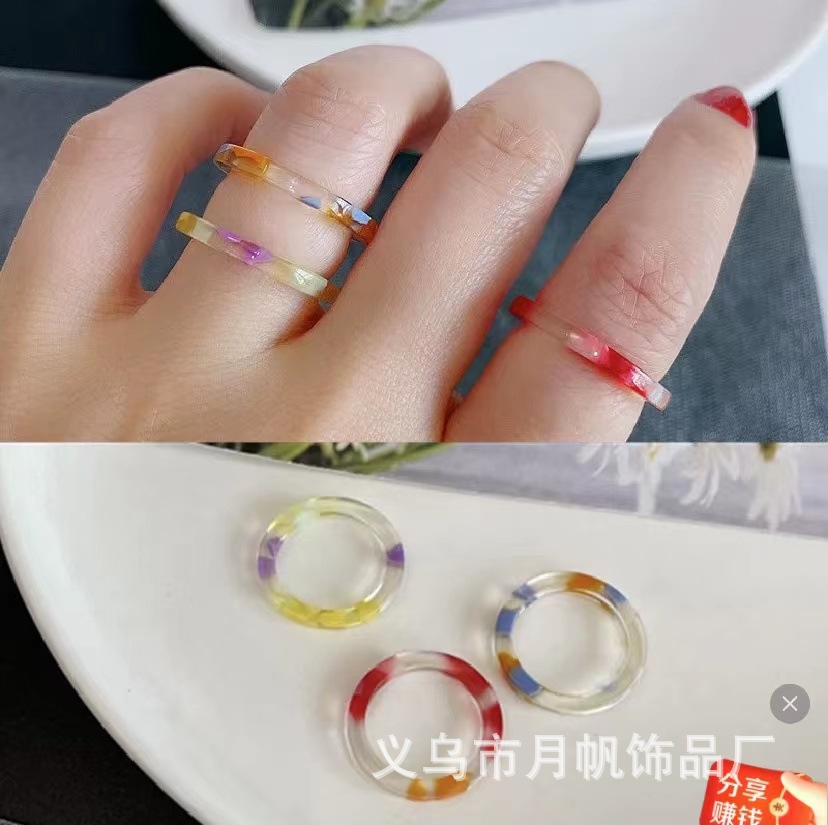 彩色透明莫桑钻情侣戒指男士戒指空托时尚戒指饰品配饰